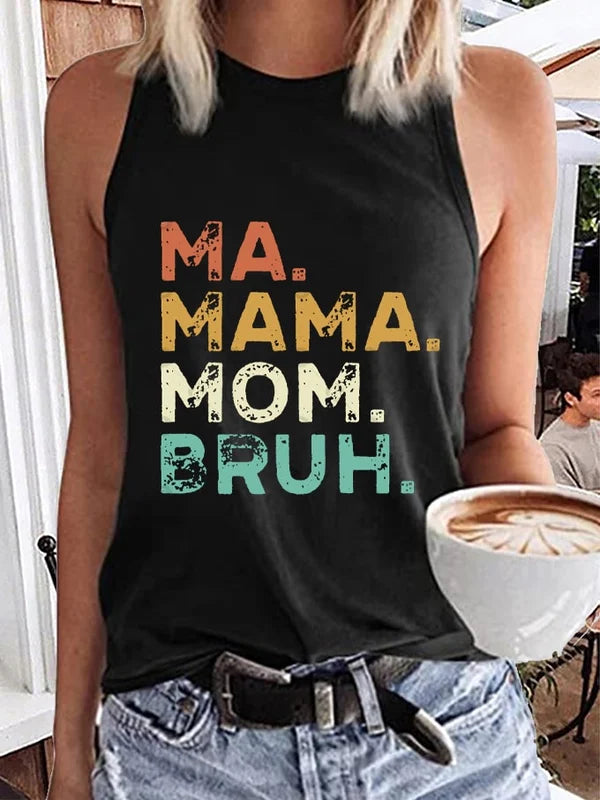 Women's Mother's Day Cool Moms Club Ma Mama Mom Bruh Print Tank Top