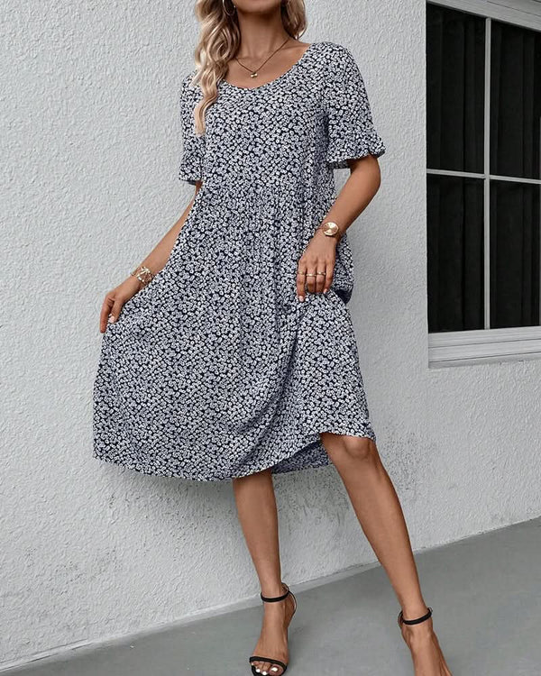 Elegant Women's Fashion Floral Midi Dress