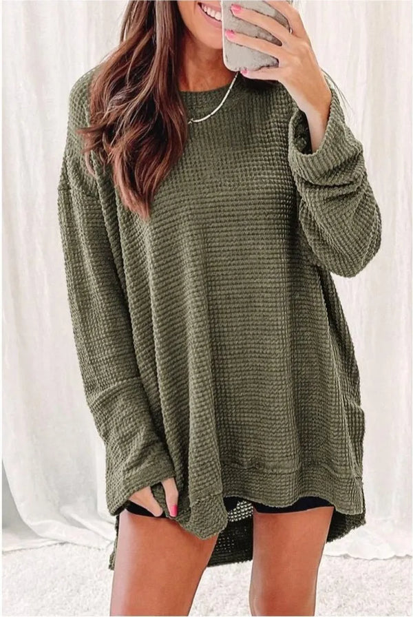 Women's Oversized Waffle Knit Top (Buy 2 Free Shipping)