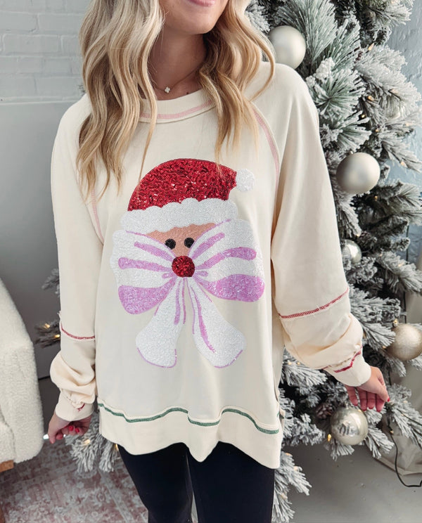 Women's Santa Bow Sequin Pullover (Buy 2 Free Shipping)